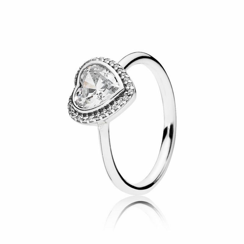 Pandora Sparkling Love Heart Statement Ring - Sterling Silver/Cubic Zirconia - Canada | ZB7504QF